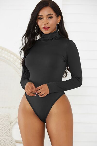 Turtleneck Long Sleeve Bodysuit Black