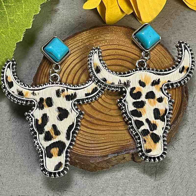 Bull Shape Turquoise Dangle Earrings Style D One Size