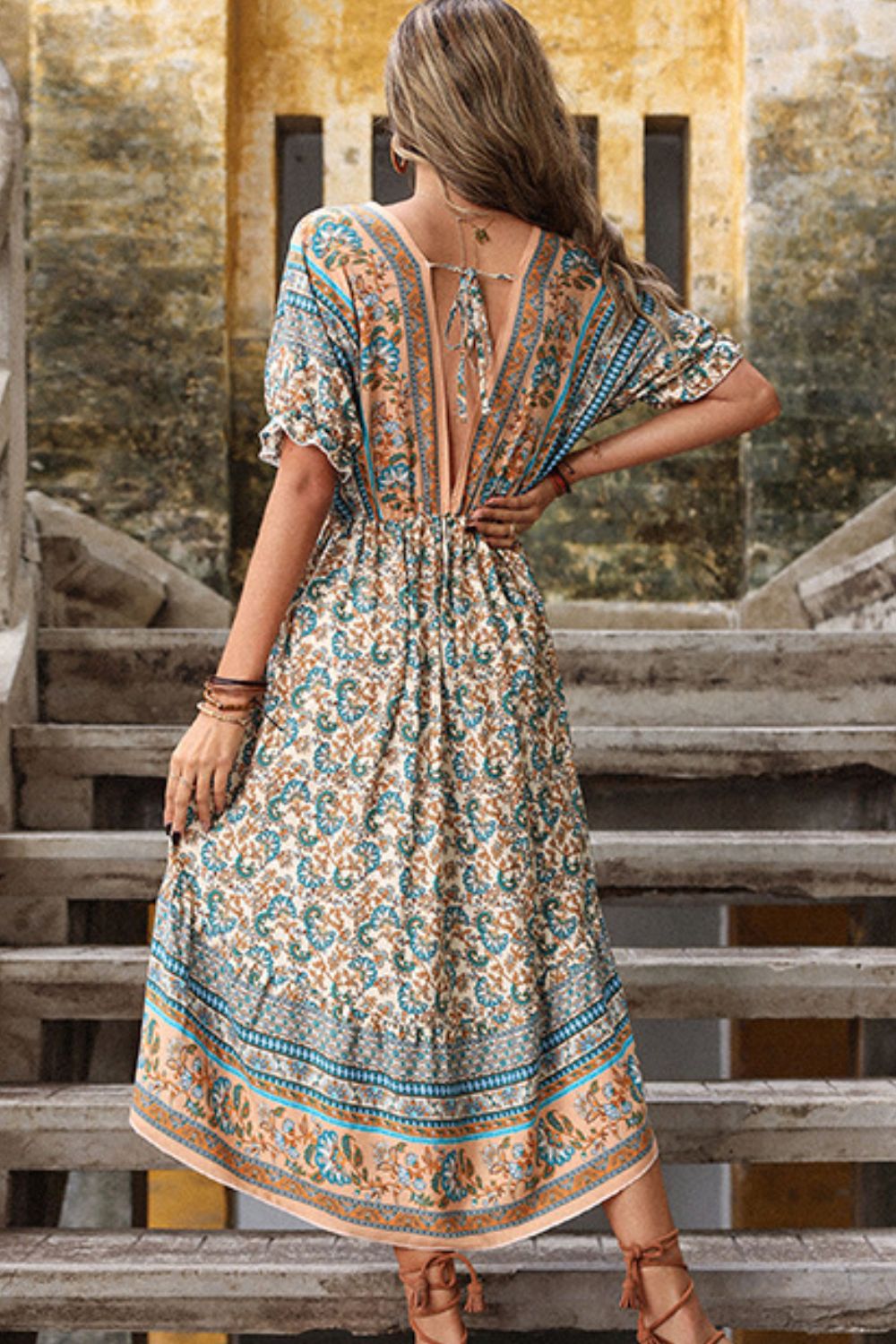 Bohemian High-Low Open Back Dress in Size S, M, L, XL, or 2XL