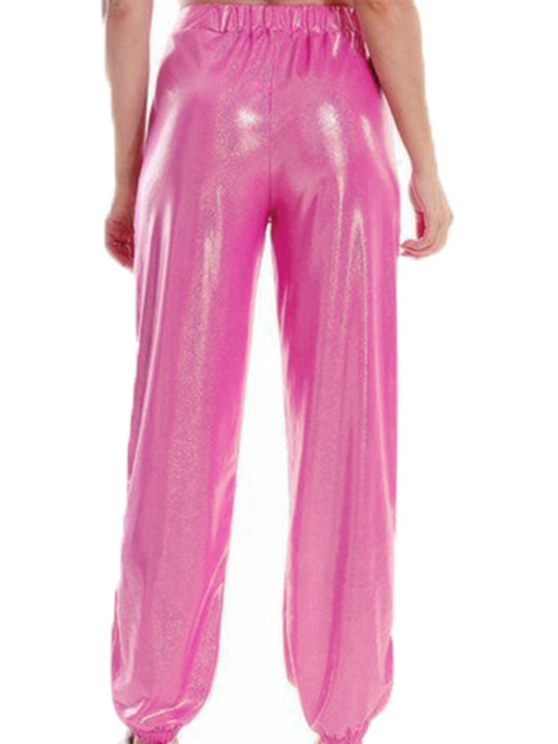 Glitter Elastic Waist Pants with Pockets in Dark Grey or Fuchsia in Size S, M, L, or XL