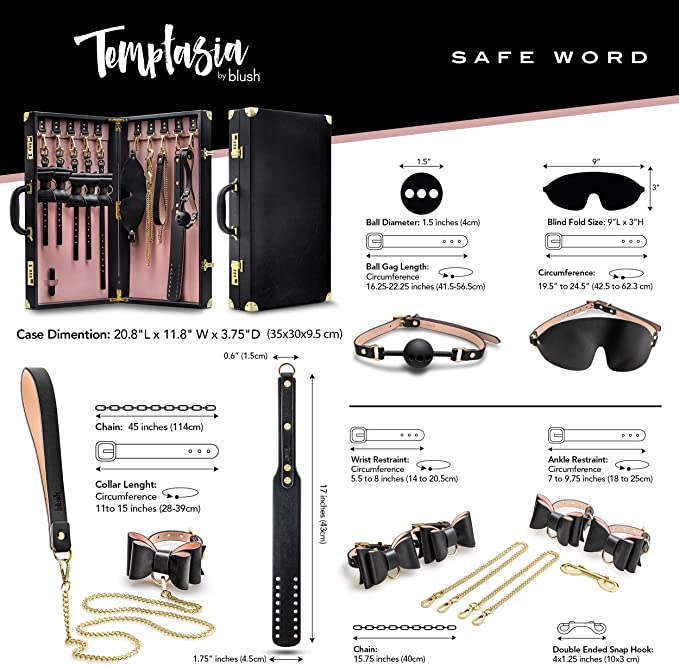 Blush Temptasia Safe Word Bondage Kit with Suitcase