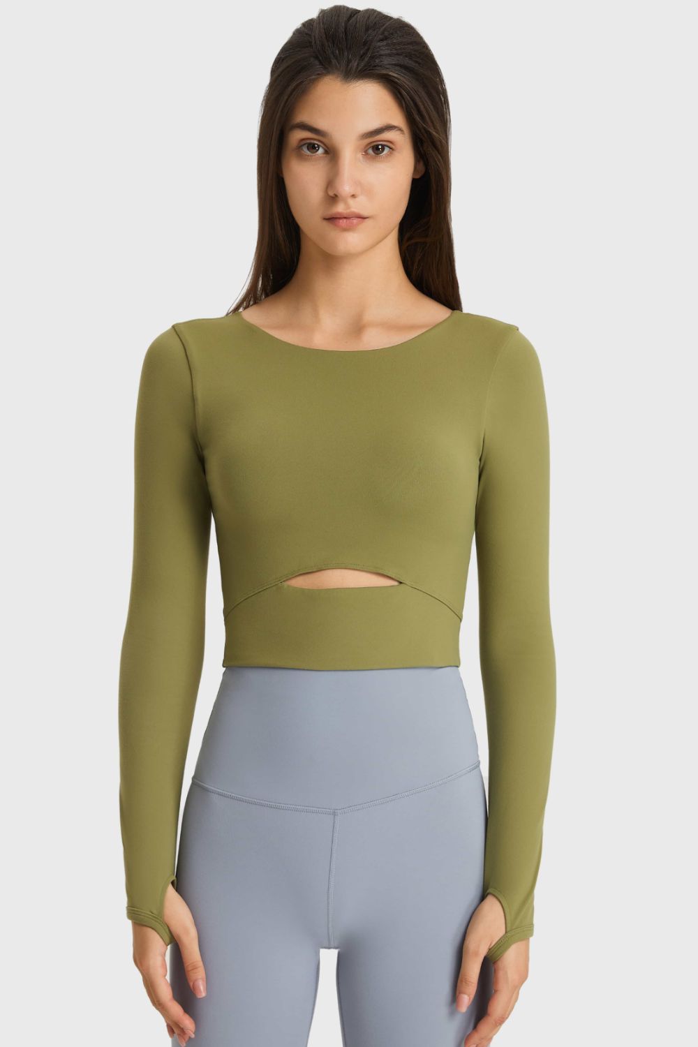 Cutout Long Sleeve Cropped Sports Top in 3 Color Choices in Size 4, 6, 8, 10, or 12