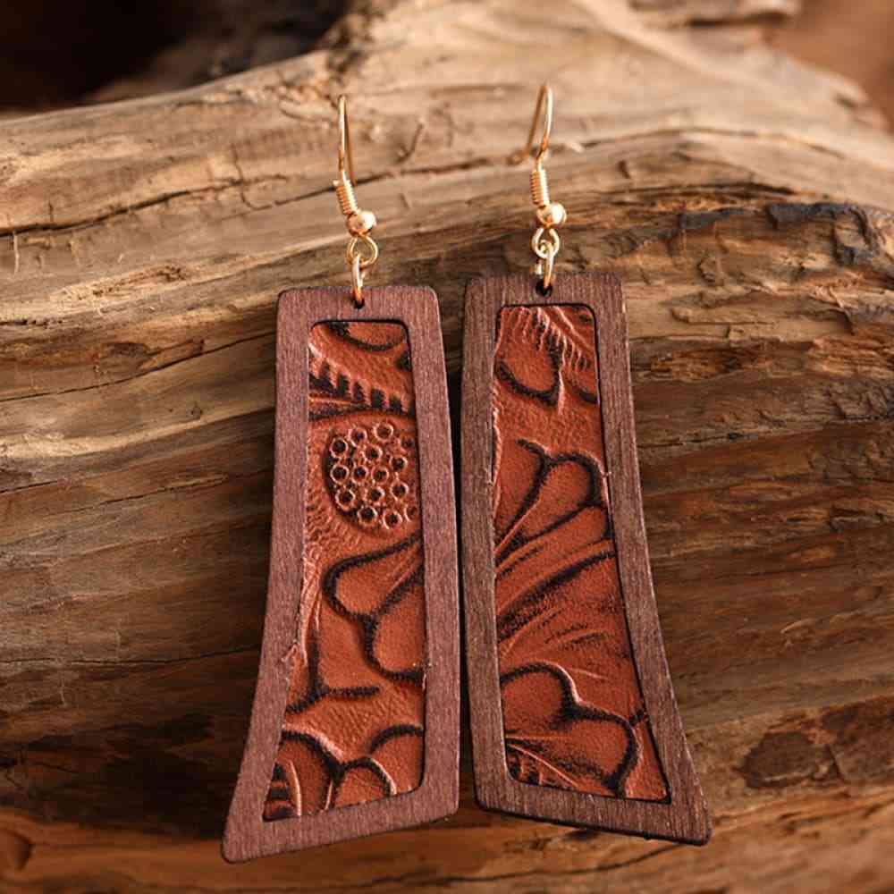 Geometrical Shape Wooden Dangle Earrings Style A One Size