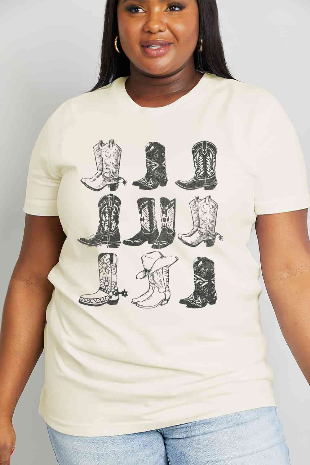 Simply Love Cowboy Boots Graphic Cotton Tee