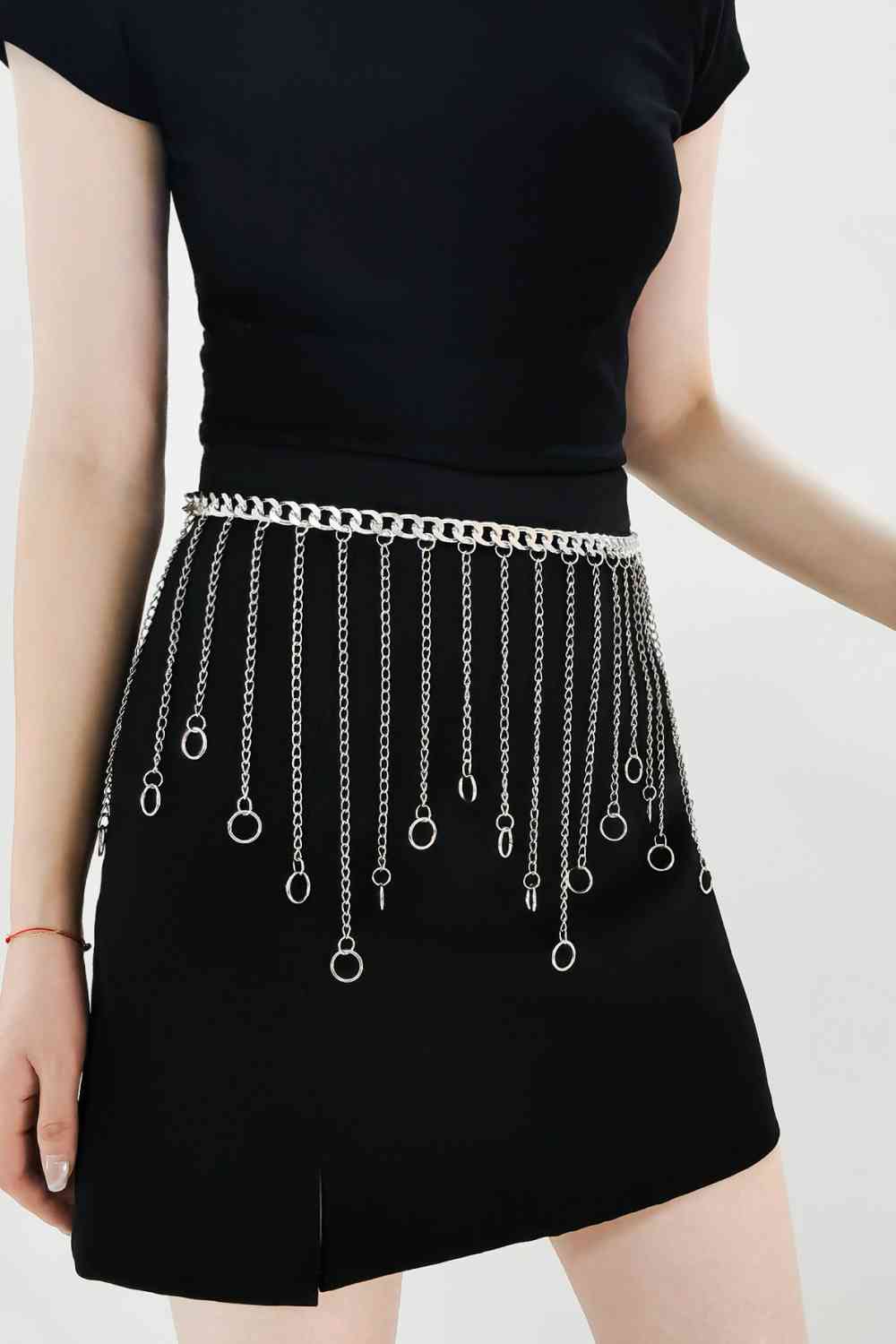 Fringe Chain Alloy Belt Silver One Size