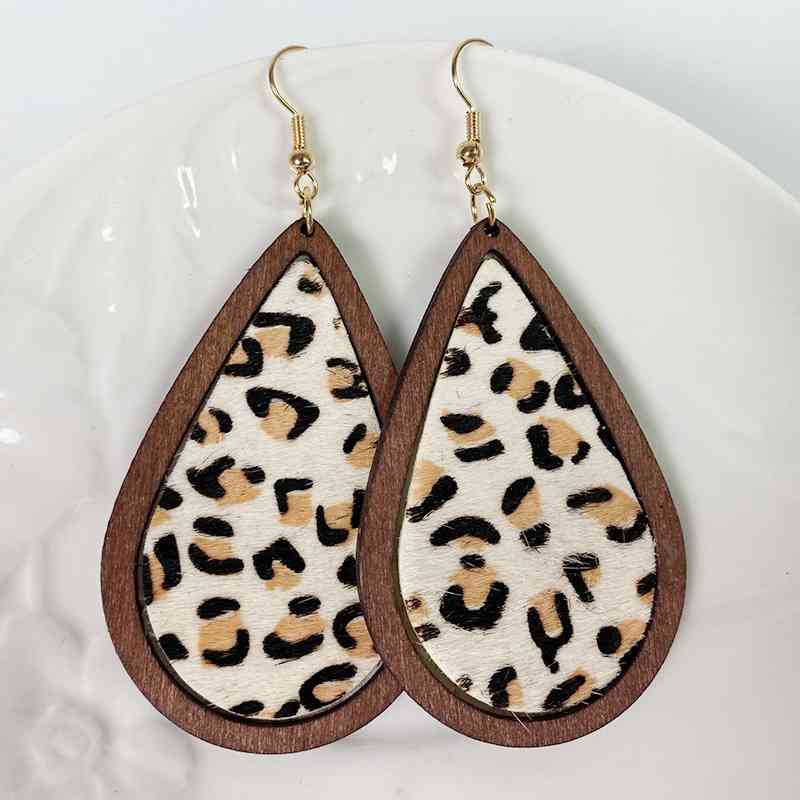 Teardrop Shape Wooden Dangle Earrings Style C One Size