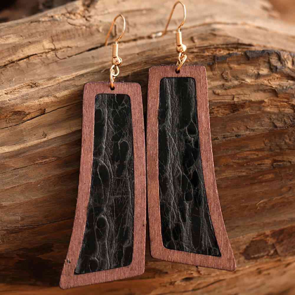 Geometrical Shape Wooden Dangle Earrings Style C One Size