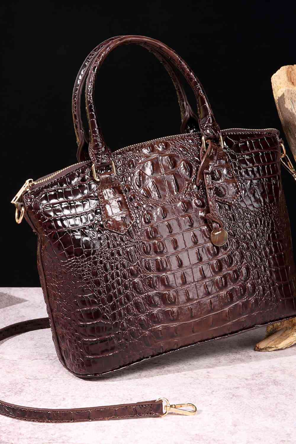 PU Leather Handbag in 12 Color Choices Chocolate One Size