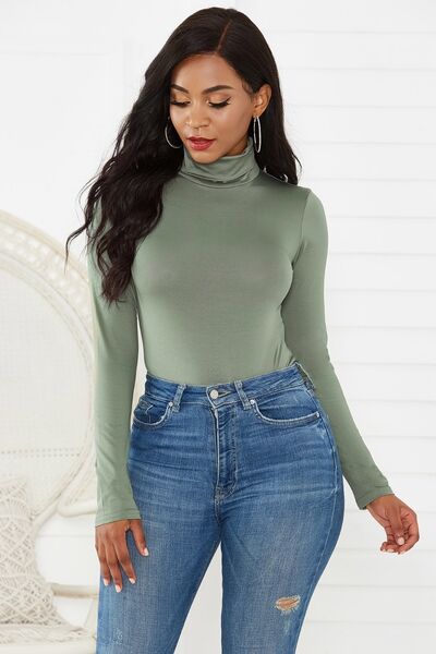 Turtleneck Long Sleeve Bodysuit Sage